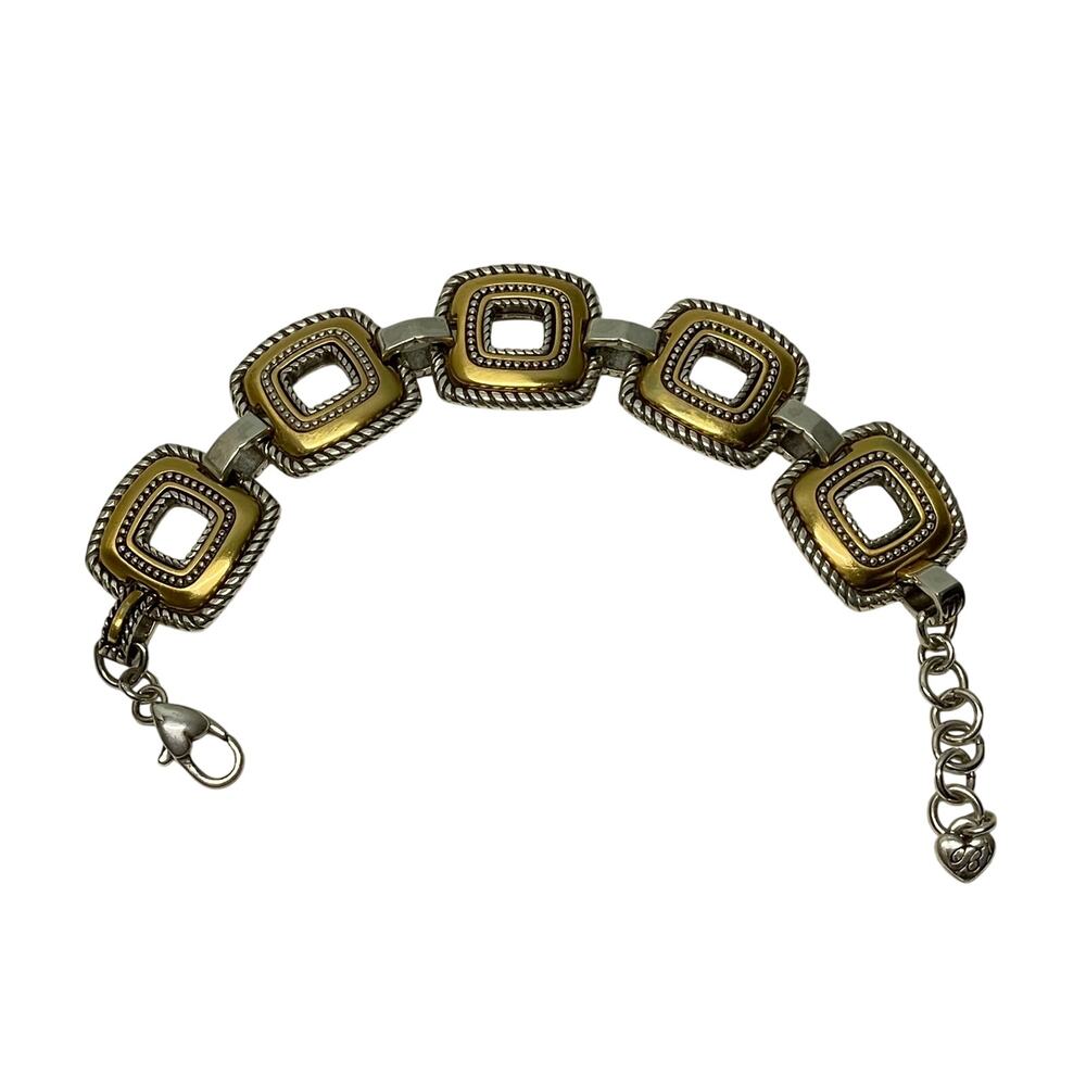 Brighton Torus Square Link Bracelet Silver and Gold Tones Mixed Metal Classic